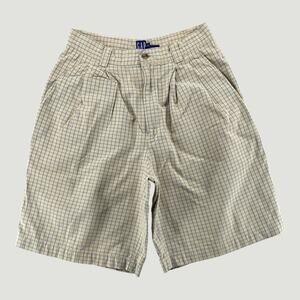 Vintage GAP Plaid Shorts Mens 28 YELLOW & BLUE Pleated 90s Taiwan